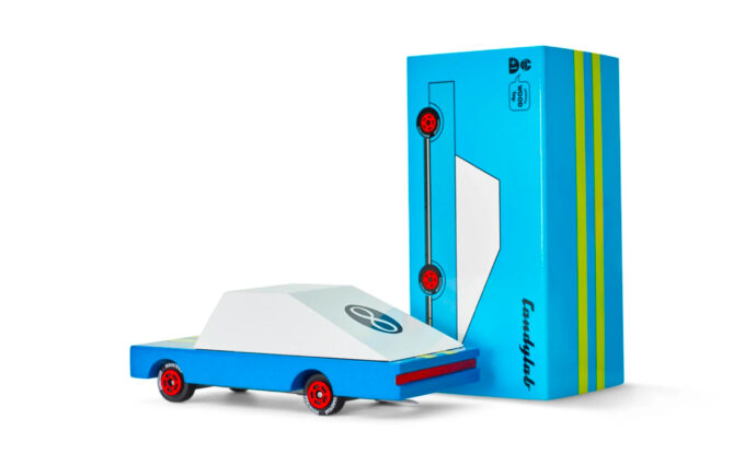 Houten auto – Candycar Blue Racer #8