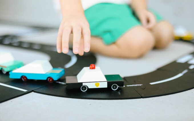 Houten auto - Candycar Shewiff politieauto