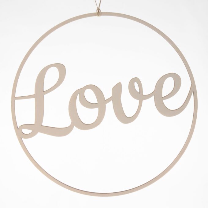 Houten flower hoop 'Love'