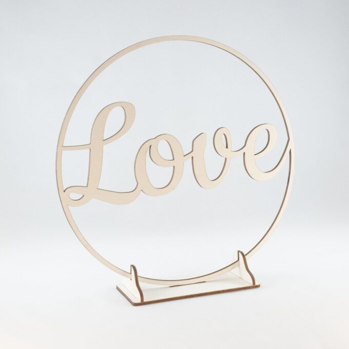 Houten flower hoop 'Love'