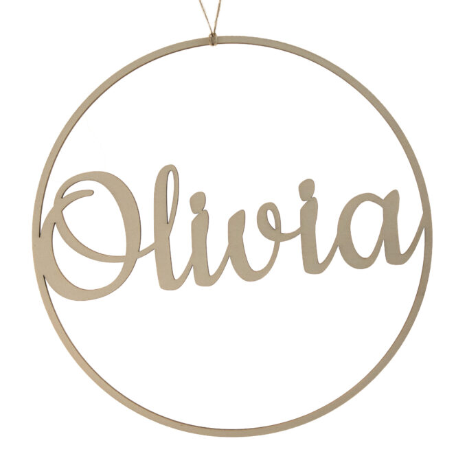 Houten flower hoop met naam