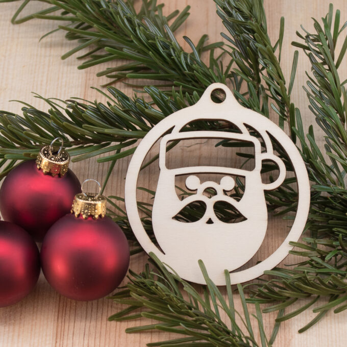 Kersthanger rond - kerstman volle baard