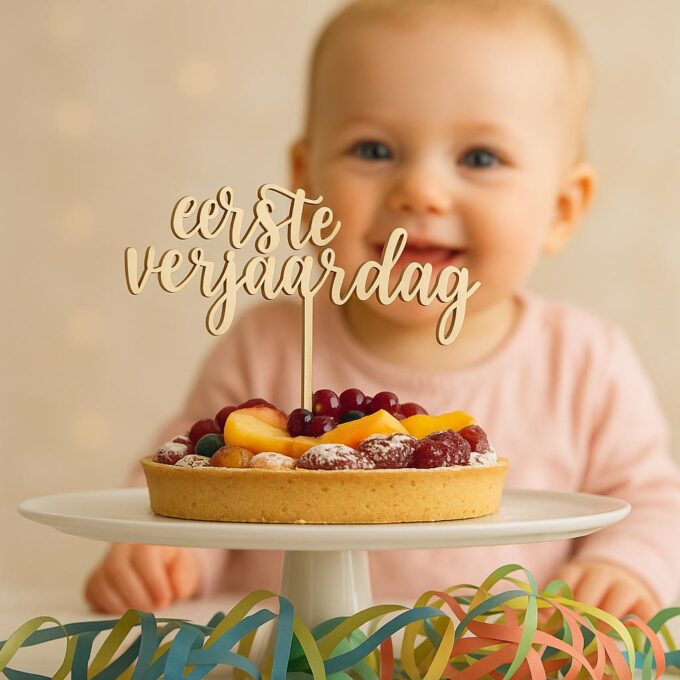 Cake topper 'eerste verjaardag'