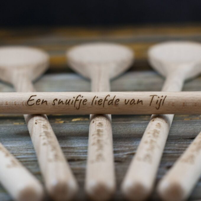 Houten lepel met tekst