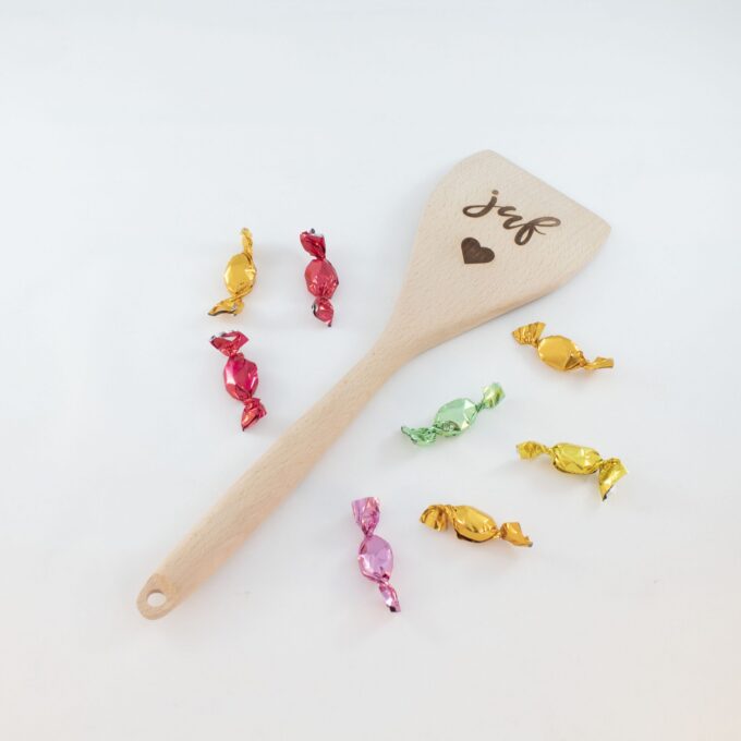 Houten lepel "Juf"